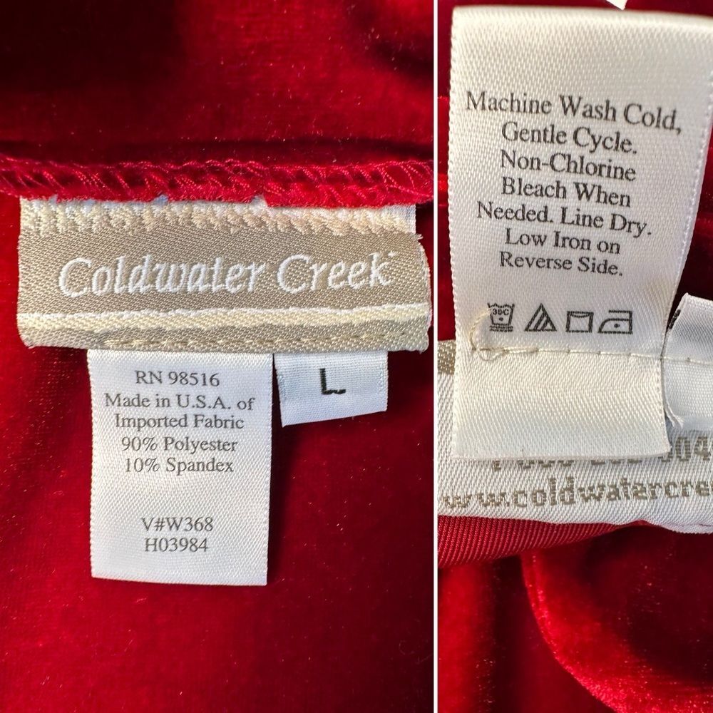 Vintage Coldwater Creek Red Velvet Jacket Button Front 90s Style Velvet  Size L - Picture 6 of 10